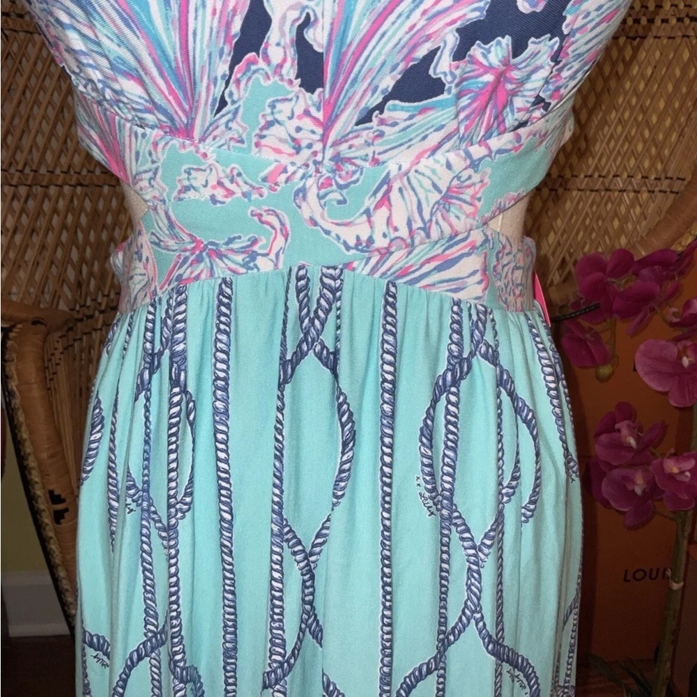 Lilly Pulitzer Marcia Maxi Dress 🦄 Aqua A Frayed Knot Size 2 - Picture 14 of 14